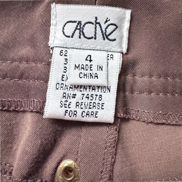 CACHE Brown Gold Zipper Capri Cropped Cargo Pants 4 - Picture 6 of 8